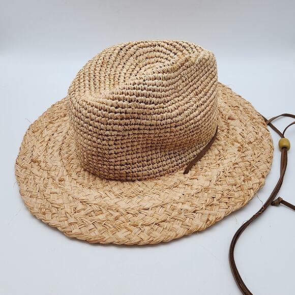 Orvis Packable Raffia Sun Hat One Size Lightweight Weave Leather Band 3" Brim - Picture 1 of 12